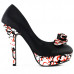 Ladies Black Yellow Two Tone Evening Platform Pumps 