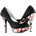 Ladies Black Yellow Two Tone Evening Platform Pumps 