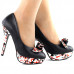 Ladies Black Yellow Two Tone Evening Platform Pumps 