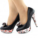 Ladies Black Yellow Two Tone Evening Platform Pumps 