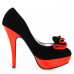 Ladies Black Yellow Two Tone Evening Platform Pumps 