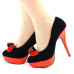 Ladies Black Yellow Two Tone Evening Platform Pumps 