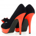 Ladies Black Yellow Two Tone Evening Platform Pumps 