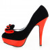 Ladies Black Yellow Two Tone Evening Platform Pumps 