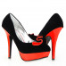 Ladies Black Yellow Two Tone Evening Platform Pumps 