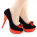 Ladies Black Yellow Two Tone Evening Platform Pumps 