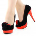 Ladies Black Yellow Two Tone Evening Platform Pumps 