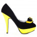 Ladies Black Yellow Two Tone Evening Platform Pumps 