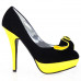 Ladies Black Yellow Two Tone Evening Platform Pumps 