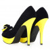 Ladies Black Yellow Two Tone Evening Platform Pumps 