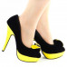 Ladies Black Yellow Two Tone Evening Platform Pumps 