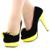 Ladies Black Yellow Two Tone Evening Platform Pumps 