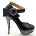 Ladies Flower Ankle Strap Stripe Platform Stiletto EVE Pumps