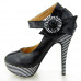 Ladies Flower Ankle Strap Stripe Platform Stiletto EVE Pumps