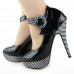 Ladies Flower Ankle Strap Stripe Platform Stiletto EVE Pumps