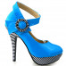 Ladies Flower Ankle Strap Stripe Platform Stiletto EVE Pumps