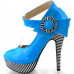 Ladies Flower Ankle Strap Stripe Platform Stiletto EVE Pumps