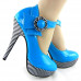 Ladies Flower Ankle Strap Stripe Platform Stiletto EVE Pumps