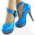 Ladies Flower Ankle Strap Stripe Platform Stiletto EVE Pumps