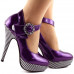 Ladies Flower Ankle Strap Stripe Platform Stiletto EVE Pumps