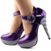 Ladies Flower Ankle Strap Stripe Platform Stiletto EVE Pumps