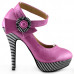 Ladies Flower Ankle Strap Stripe Platform Stiletto EVE Pumps