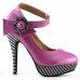 Ladies Flower Ankle Strap Stripe Platform Stiletto EVE Pumps