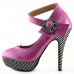 Ladies Flower Ankle Strap Stripe Platform Stiletto EVE Pumps