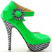 Ladies Flower Ankle Strap Stripe Platform Stiletto EVE Pumps