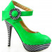 Ladies Flower Ankle Strap Stripe Platform Stiletto EVE Pumps