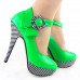 Ladies Flower Ankle Strap Stripe Platform Stiletto EVE Pumps