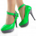 Ladies Flower Ankle Strap Stripe Platform Stiletto EVE Pumps