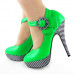 Ladies Flower Ankle Strap Stripe Platform Stiletto EVE Pumps