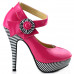 Ladies Flower Ankle Strap Stripe Platform Stiletto EVE Pumps