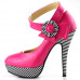 Ladies Flower Ankle Strap Stripe Platform Stiletto EVE Pumps