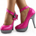 Ladies Flower Ankle Strap Stripe Platform Stiletto EVE Pumps