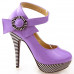 Ladies Flower Ankle Strap Stripe Platform Stiletto EVE Pumps