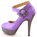 Ladies Flower Ankle Strap Stripe Platform Stiletto EVE Pumps