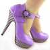 Ladies Flower Ankle Strap Stripe Platform Stiletto EVE Pumps