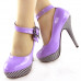 Ladies Flower Ankle Strap Stripe Platform Stiletto EVE Pumps