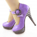 Ladies Flower Ankle Strap Stripe Platform Stiletto EVE Pumps