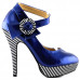 Ladies Flower Ankle Strap Stripe Platform Stiletto EVE Pumps