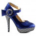 Ladies Flower Ankle Strap Stripe Platform Stiletto EVE Pumps