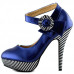 Ladies Flower Ankle Strap Stripe Platform Stiletto EVE Pumps