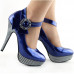 Ladies Flower Ankle Strap Stripe Platform Stiletto EVE Pumps