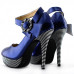 Ladies Flower Ankle Strap Stripe Platform Stiletto EVE Pumps