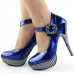 Ladies Flower Ankle Strap Stripe Platform Stiletto EVE Pumps