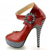 Ladies Flower Ankle Strap Stripe Platform Stiletto EVE Pumps