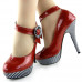 Ladies Flower Ankle Strap Stripe Platform Stiletto EVE Pumps