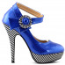 Ladies Flower Ankle Strap Stripe Platform Stiletto EVE Pumps